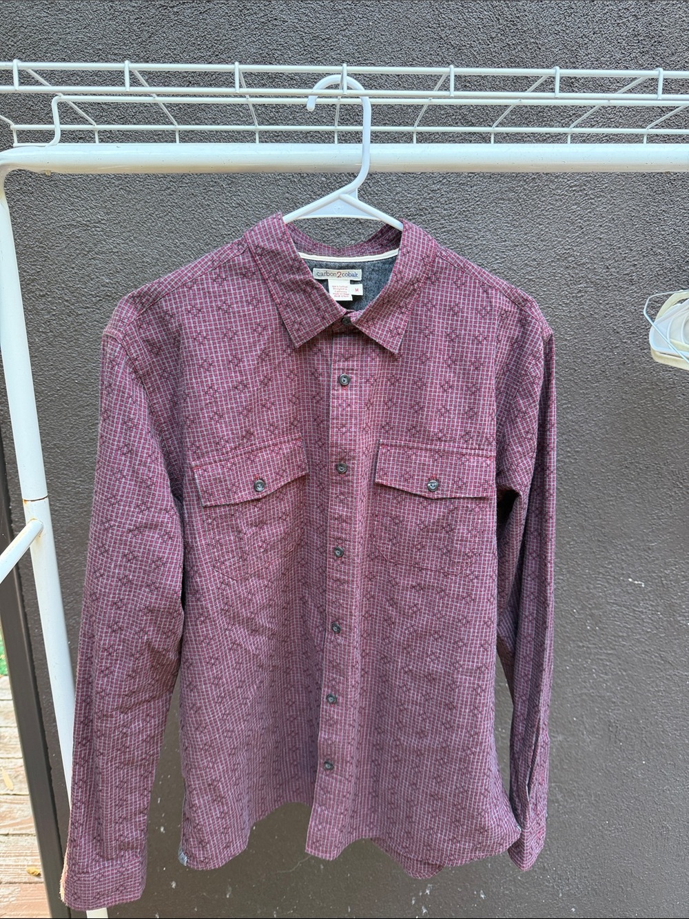 Carbon2Cobalt Men's Red Check Cotton Button-Up Shirt